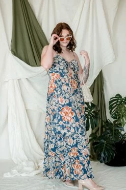 Confête Mari Teal Floral Maxi Dress