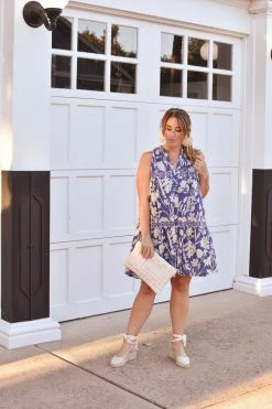 Olivia James Clothing Ro Short Dress - Classic Blue Shadow Floral