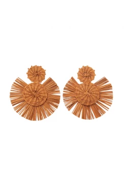 Confête Rosario Iraca Palm Earrings - Orange