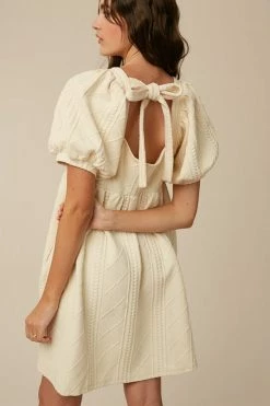 Confête SOLD OUT - Viola Puff Sleeve Ivory Mini Dress