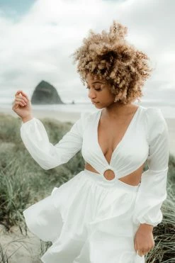 Confête Rya White Silky Cutout Mini Dress Clothing