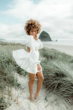 Confête Rya White Silky Cutout Mini Dress Clothing