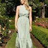 English Factory Clothing Sage Open Back Maxi Dress