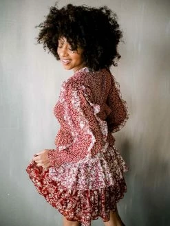 En Saison Serena Metallic Floral Mini Dress