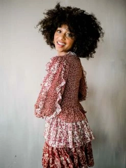 En Saison Serena Metallic Floral Mini Dress