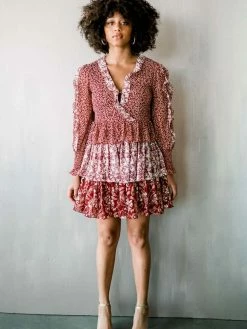 En Saison Serena Metallic Floral Mini Dress