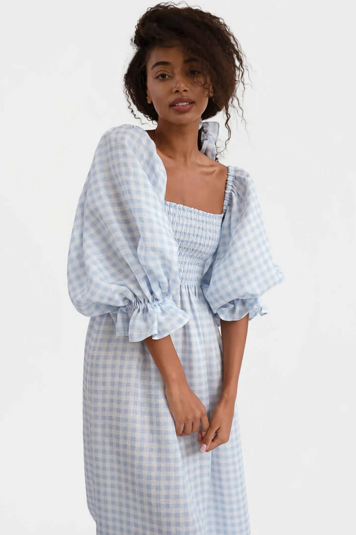 Sleeper Atlanta Linen Dress - Blue Vichy Clothing 7 Sleeper Atlanta Linen Dress - Blue Vichy Clothing