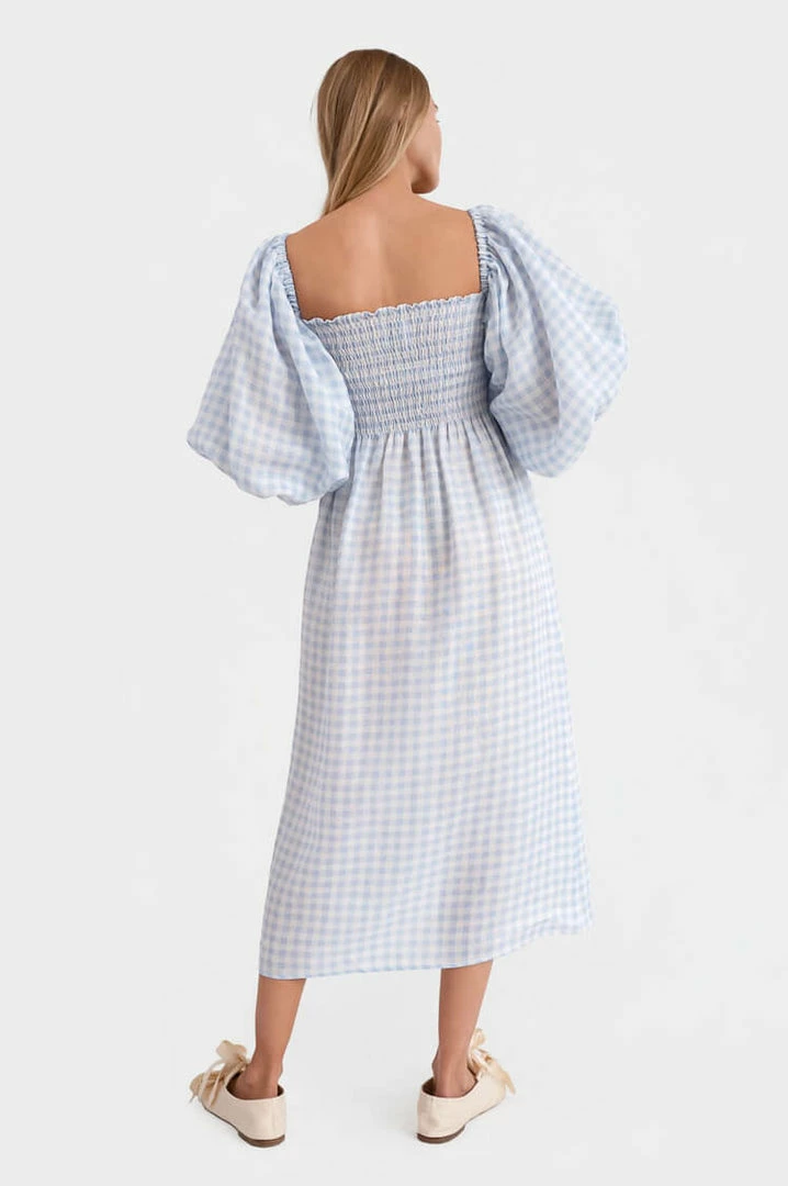 Sleeper Atlanta Linen Dress - Blue Vichy Clothing 8 Sleeper Atlanta Linen Dress - Blue Vichy Clothing