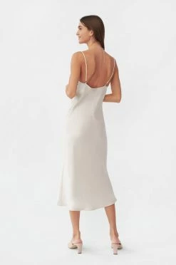 Sleeper Silk 90's Style White Slip Dress Clothing