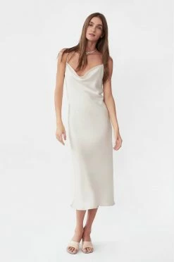 Sleeper Silk 90's Style White Slip Dress Clothing