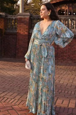 Confête SOLD OUT - Somerset Belted Blue Floral Maxi Dress