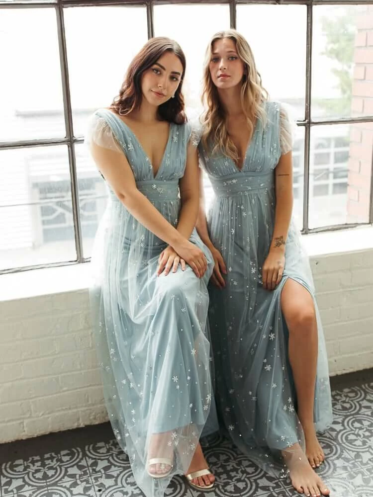 Confête Starry Eyed Glitter Star Mesh Maxi - Dusty Blue 3 Confête Starry Eyed Glitter Star Mesh Maxi - Dusty Blue