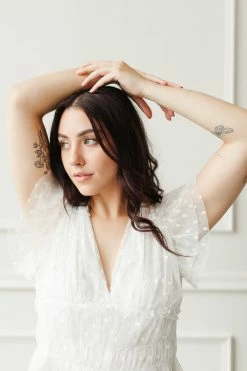 Confête The Bridal Suite Sailor Swiss Dot Mesh Top - White