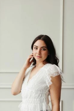 Confête The Bridal Suite Sailor Swiss Dot Mesh Top - White