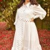 Confête Sydney Long Sleeve White ZigZag Maxi Dress Clothing