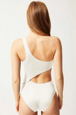 Solid & Striped The Claudia Cream One-Piece With Cutout