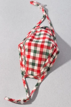 Confête Red And Green Plaid Cloth Face Mask Accessories