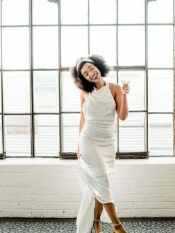 Elliatt Verbena White Satin Halter Maxi Dress