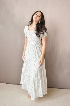 Confête Violet Ditsy Floral Maxi Dress Clothing