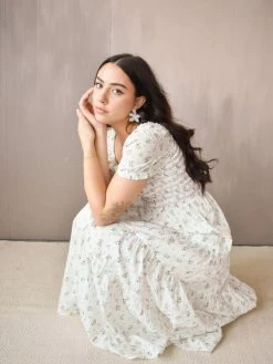 Confête Violet Ditsy Floral Maxi Dress Clothing