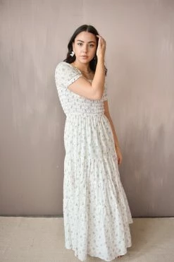 Confête Violet Ditsy Floral Maxi Dress Clothing