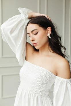 The Pink Reef The Bridal Suite Vivian Pearl Short Dangle Earrings