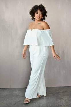 Confête Clothing Off The Shoulder White Jumpsuit 8 Confête Clothing Off The Shoulder White Jumpsuit