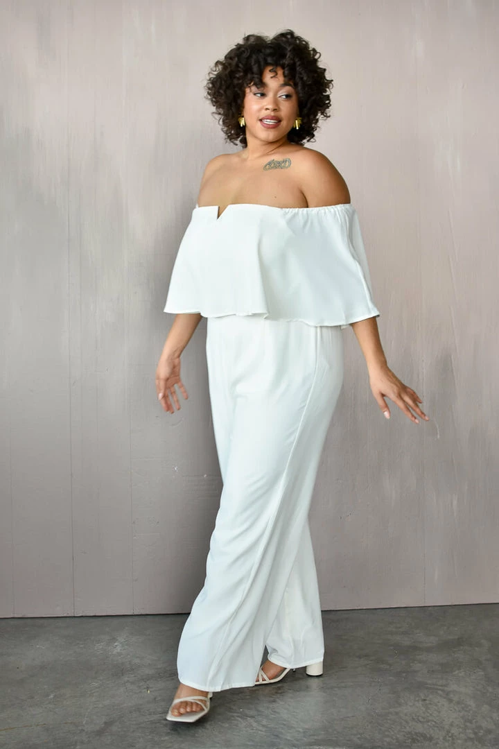 Confête Clothing Off The Shoulder White Jumpsuit 5 Confête Clothing Off The Shoulder White Jumpsuit