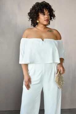 Confête Clothing Off The Shoulder White Jumpsuit 9 Confête Clothing Off The Shoulder White Jumpsuit