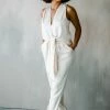 Confête Greer Ivory Silk Jumpsuit