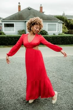 Confête Clothing Zara Red Cutout Maxi Dress