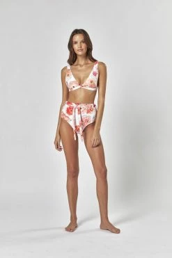 Charlie Holiday Tori Wide Tri Orange Floral Bikini Top