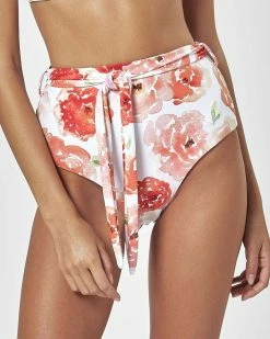 Charlie Holiday Cabana Orange Floral High Waist Bikini Bottoms Swim