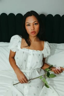 Sleeper Clothing Brigitte Linen Midi Dress - Bouquets