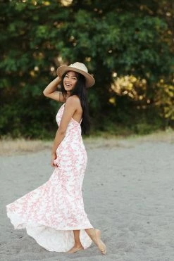 Confête Martinique Coral Floral Maxi Dress