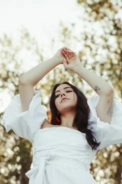 Sofia Celeste Off The Shoulder White Mini Dress Clothing