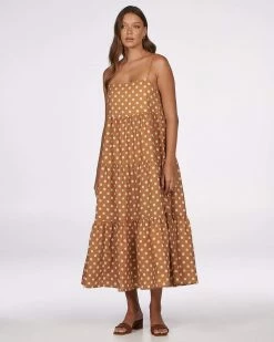 Charlie Holiday Clothing Isabella Maxi - Brown Dot